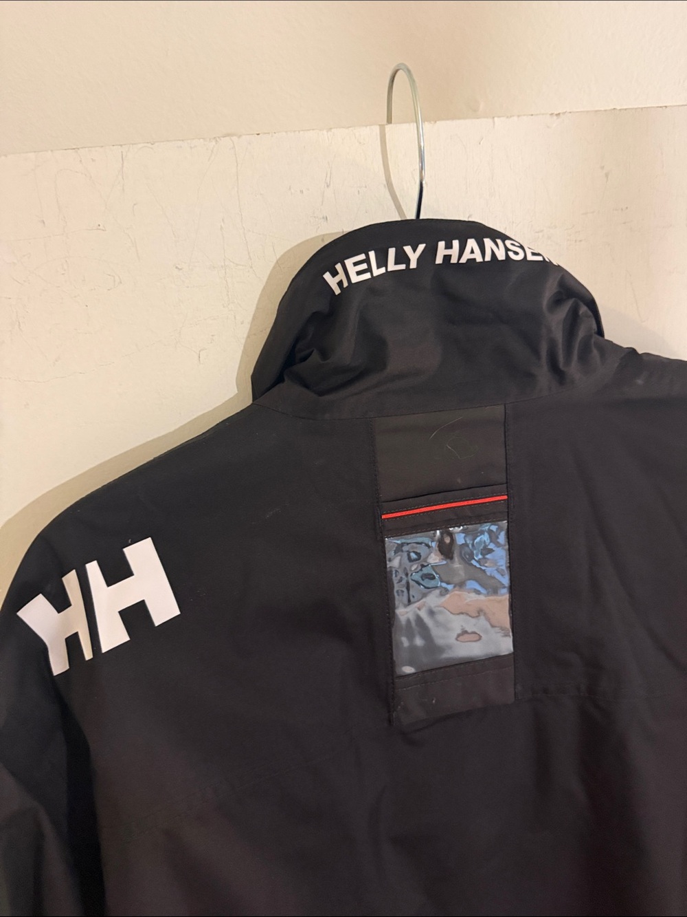 Helly Hansen Black Rain Jacket with Red Zipper Pulls - Picture 8 of 8